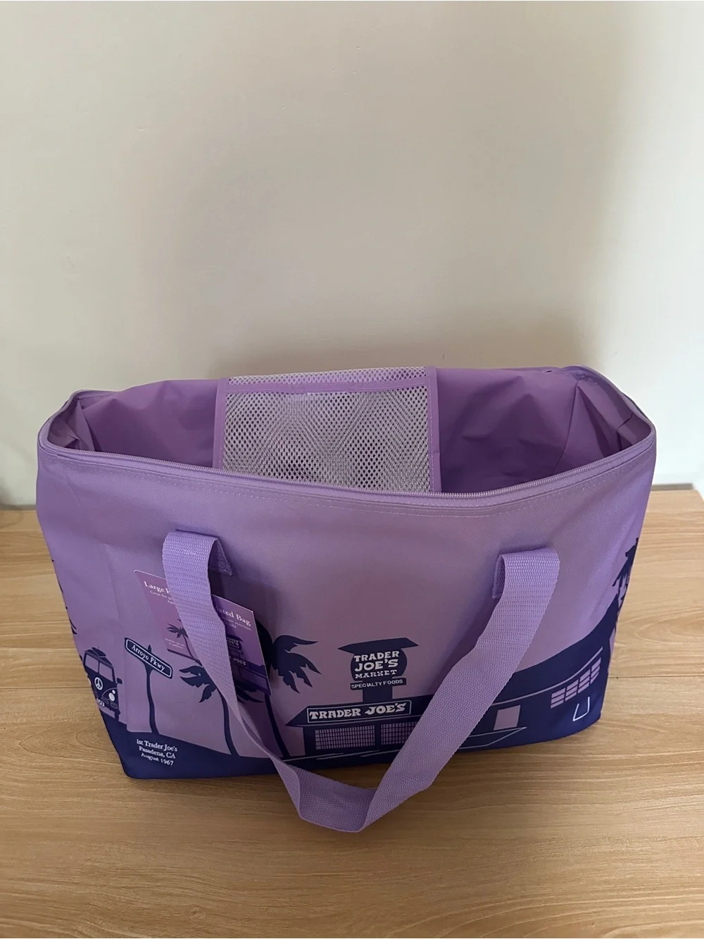 Lavender Canvas Tote Bag with Coastal Print TJS INSULATED COLELCTION